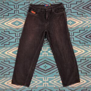 Empyre Pants Mens Size 34x29 Dark Brown Relaxed Fit Wid Leg Corduroy Pants Baggy